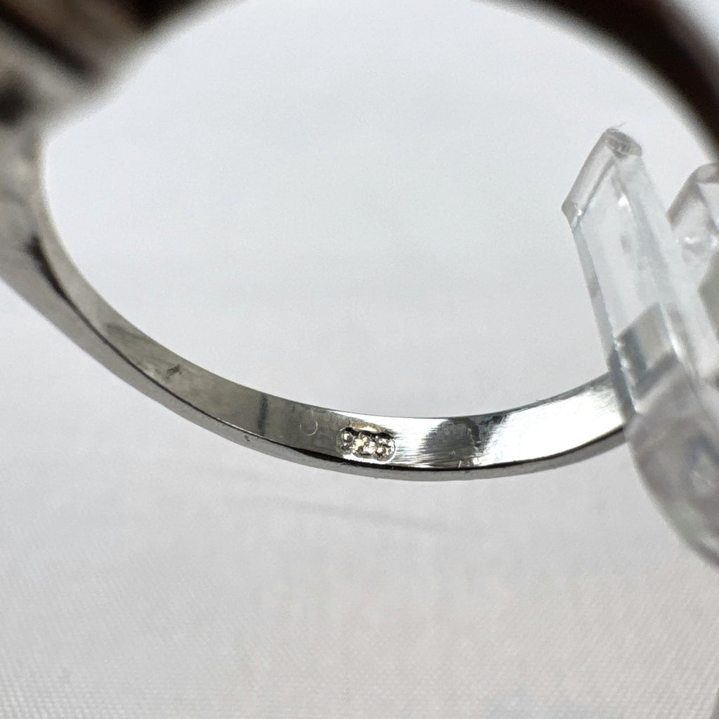 DBJ 925 sterling silver 3-stone ring with champagne emerald-cut CZ and clear trillion side stones size 7