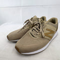 Men's New Balance 009 low-top running shoes in tan mesh and beige suede, size 12