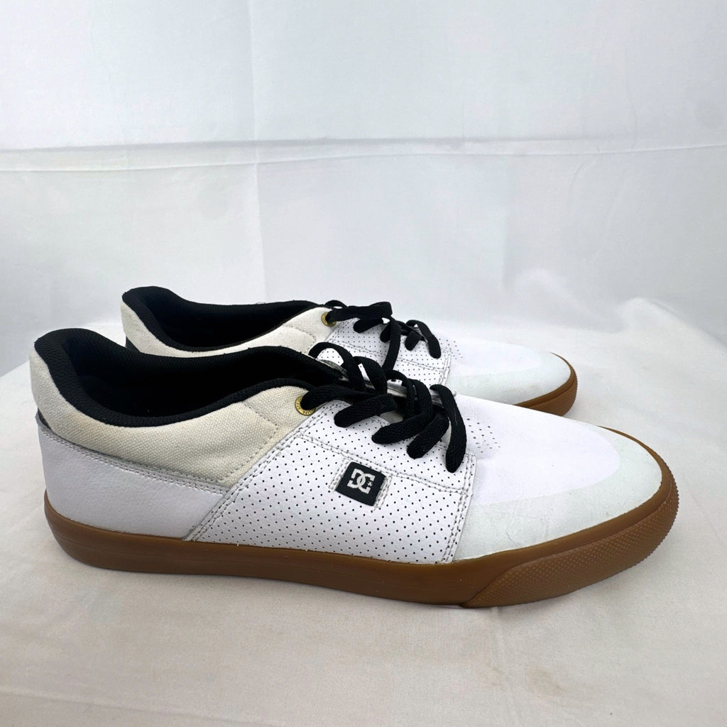 DC Shoes x Thrasher SOTY white leather low-top skate sneakers with gum soles in men's US 13.