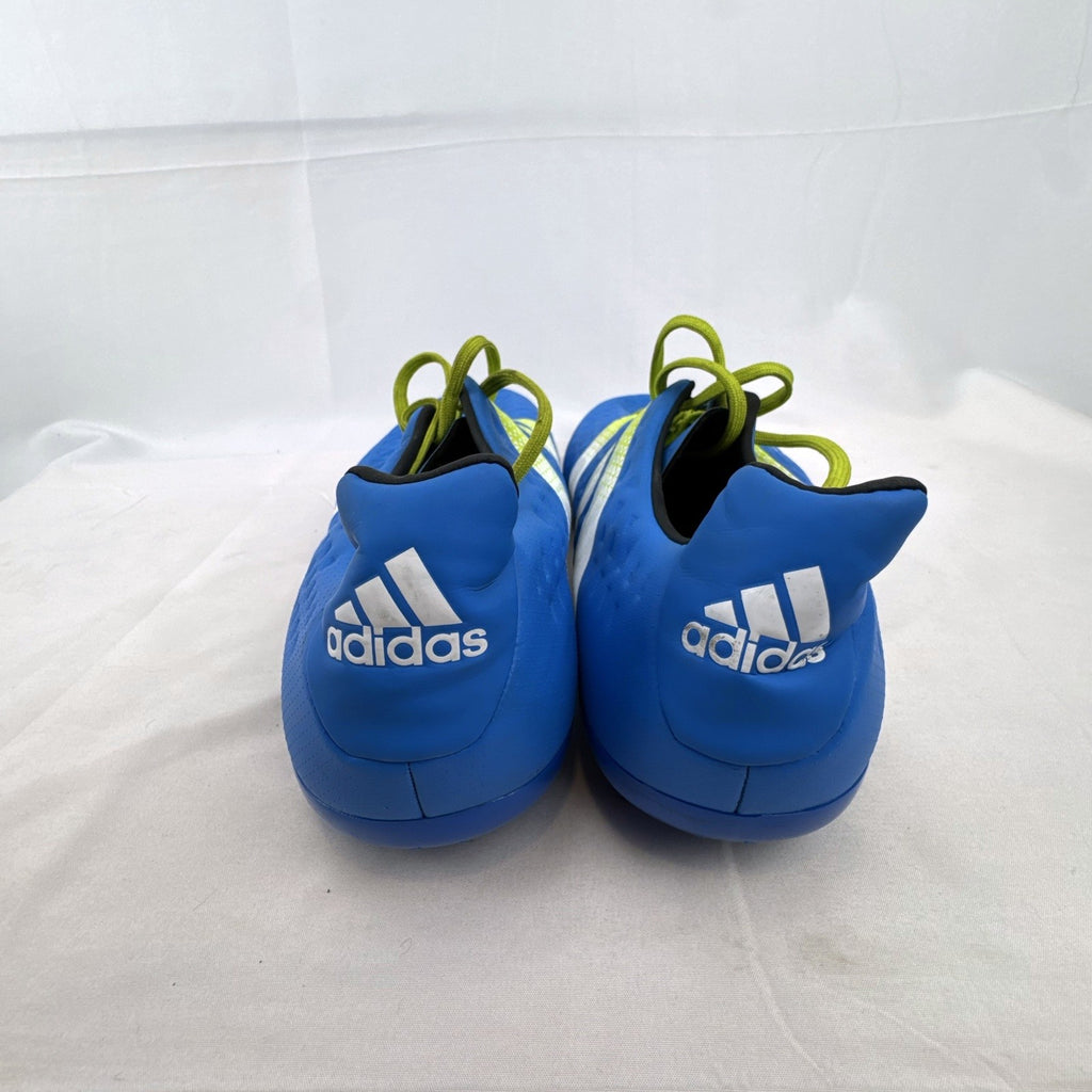 adidas Ace 16 men's firm ground soccer cleats in blue and white, US size 11.5