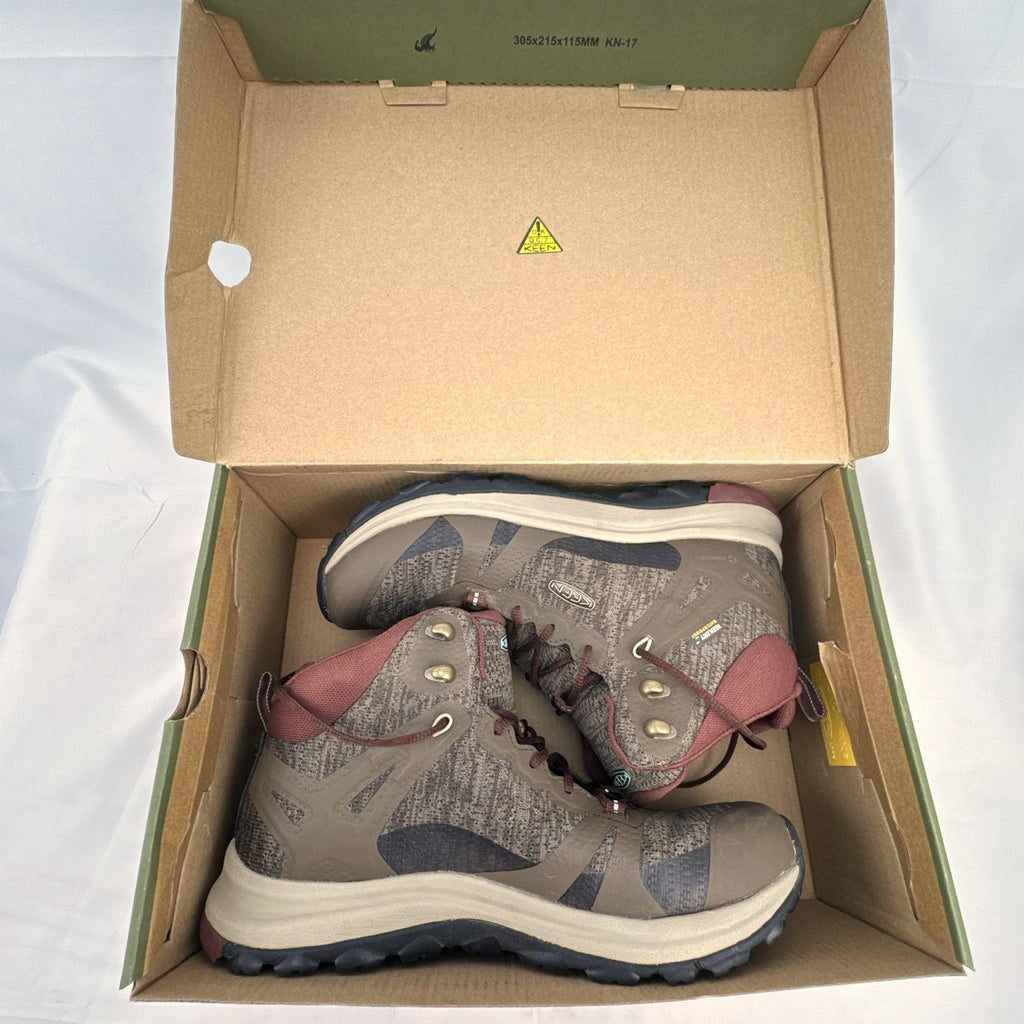 KEEN women's Terradora II Mid WP waterproof hiking boots in Dusty Olive green and rose, size 7.5