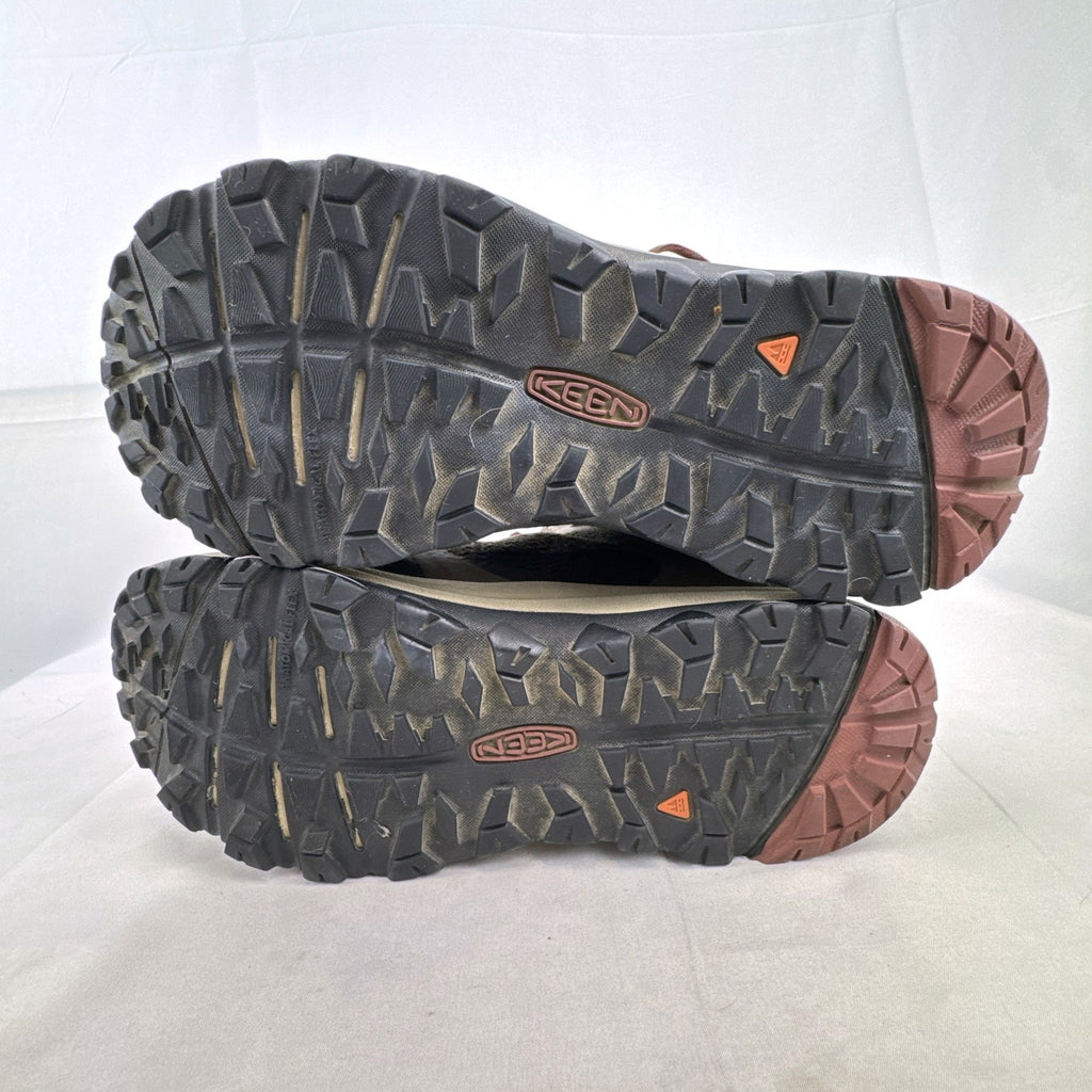 KEEN women's Terradora II Mid WP waterproof hiking boots in Dusty Olive green and rose, size 7.5