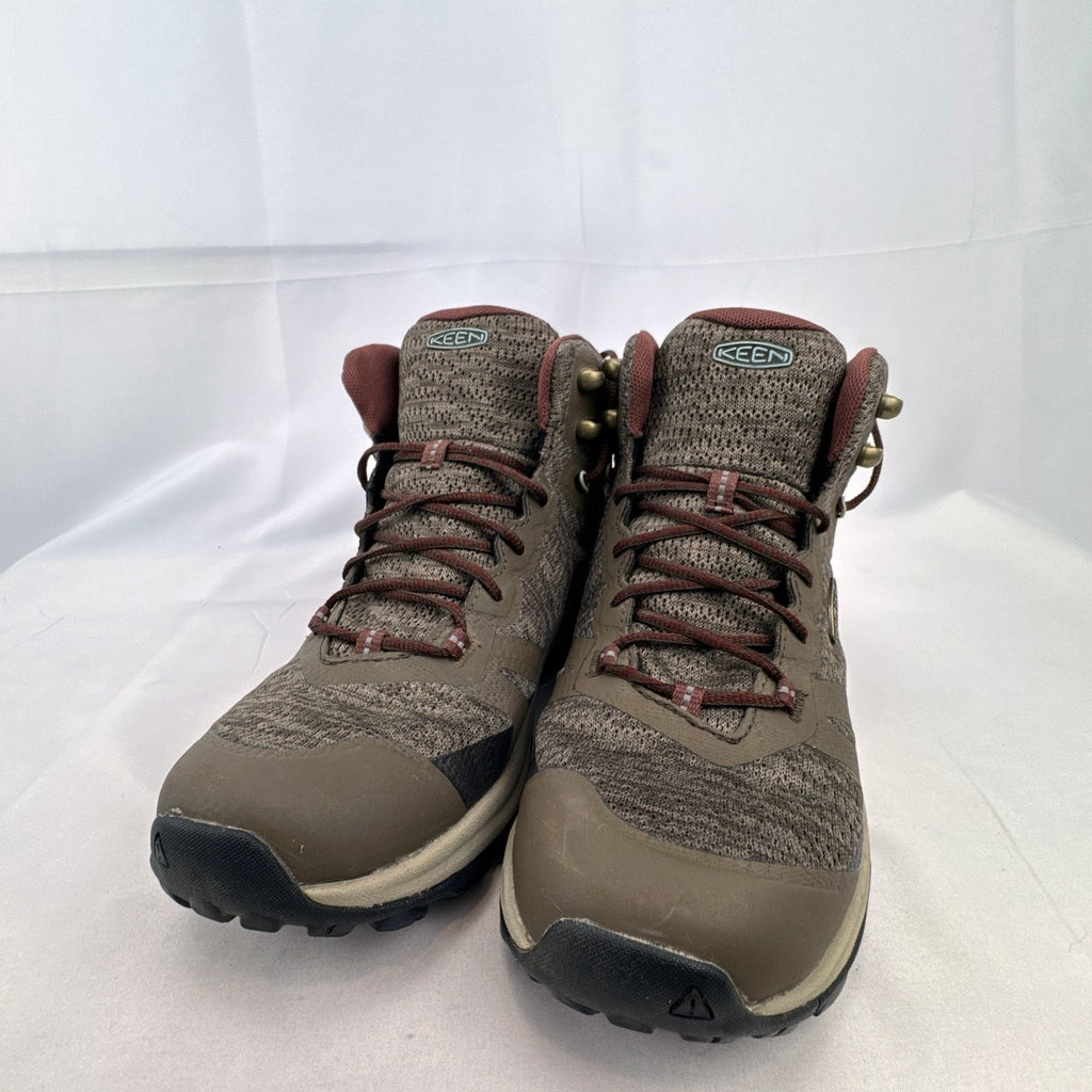 KEEN women's Terradora II Mid WP waterproof hiking boots in Dusty Olive green and rose, size 7.5