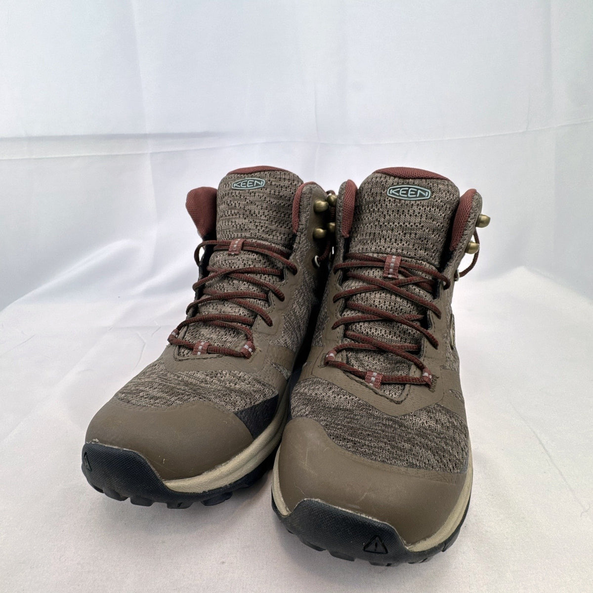 KEEN women's Terradora II Mid WP waterproof hiking boots in Dusty Olive green and rose, size 7.5