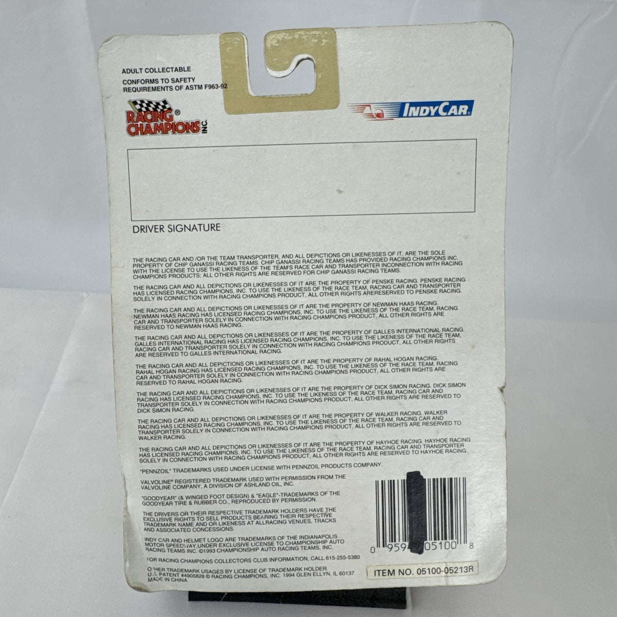 1994 Racing Champions Jimmy Vasser #18 Conseco IndyCar 1:64 scale diecast car sealed on original card with stand