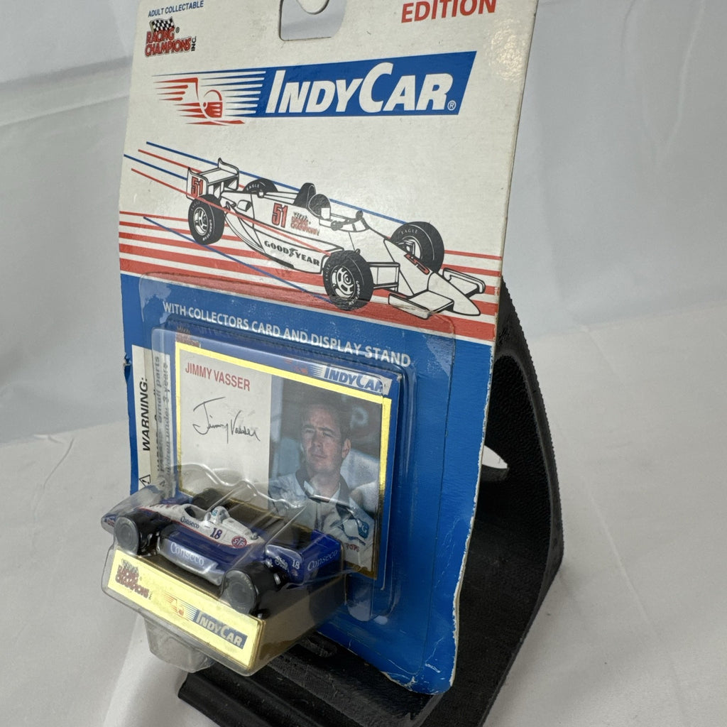 1994 Racing Champions Jimmy Vasser #18 Conseco IndyCar 1:64 scale diecast car sealed on original card with stand
