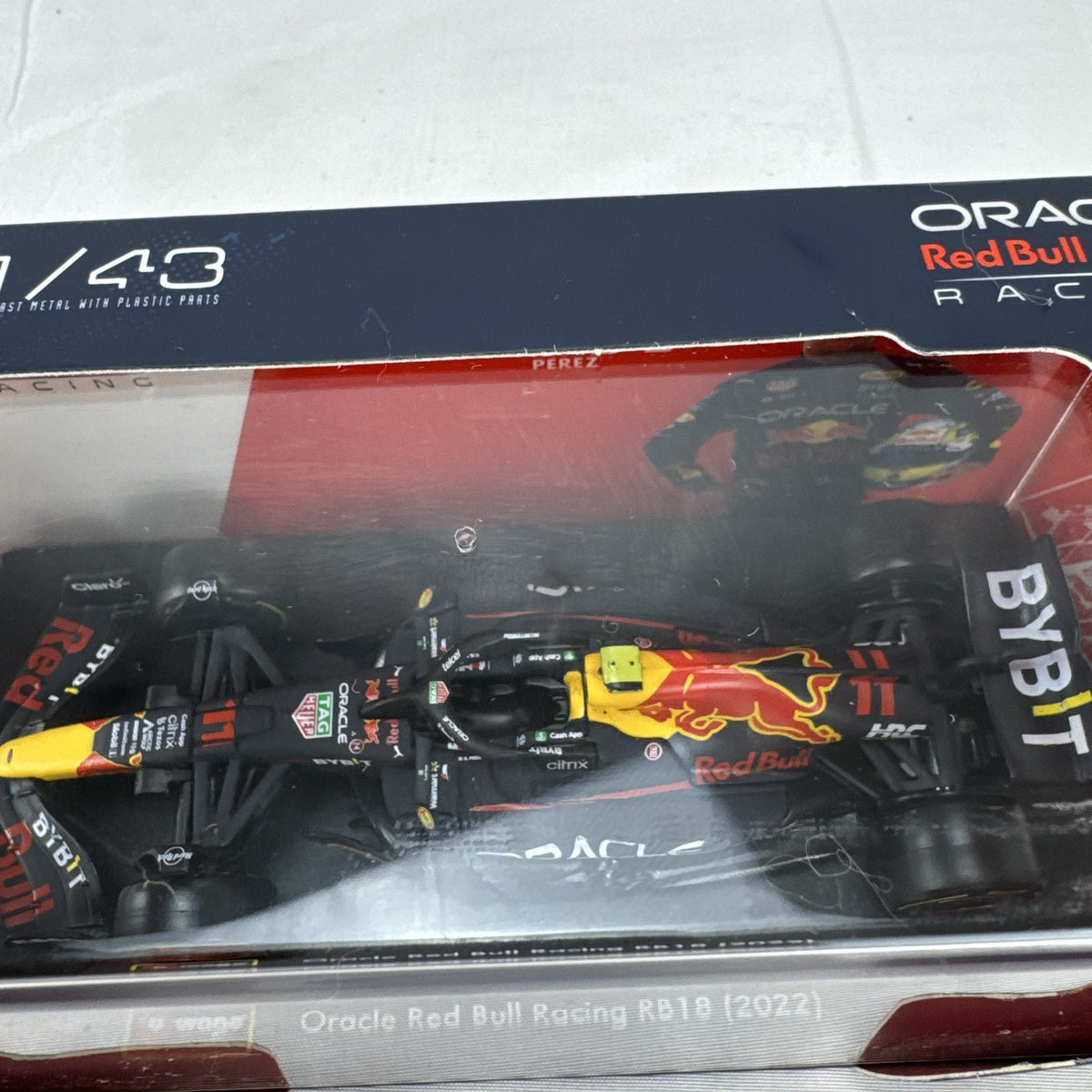 Bburago 1:43 scale 2022 Red Bull Racing RB18 Sergio Perez #11 F1 diecast model car in unopened original window box