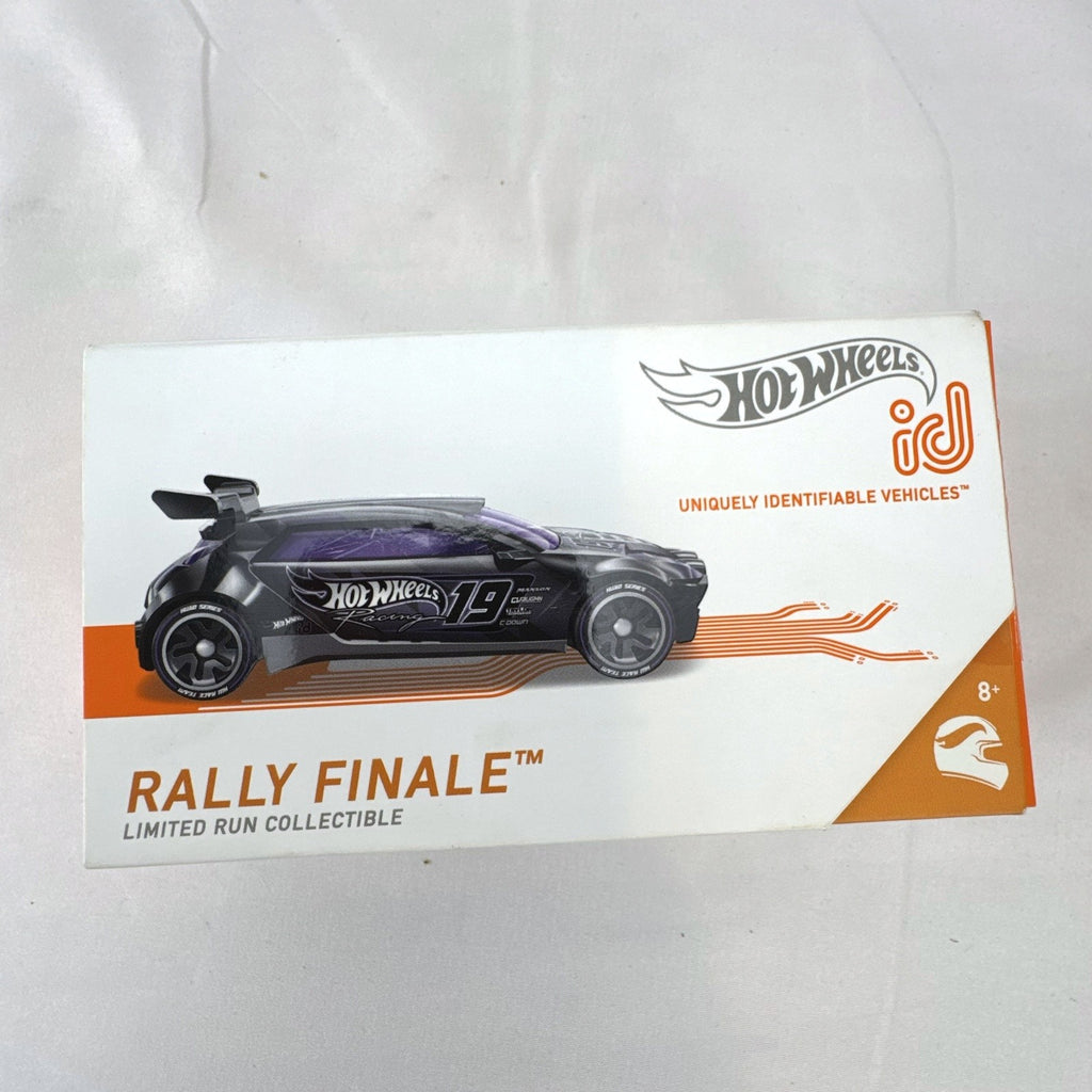 Hot Wheels id Series 1 Rally Finale 1:64 scale diecast car in satin black with purple glass in collector display box