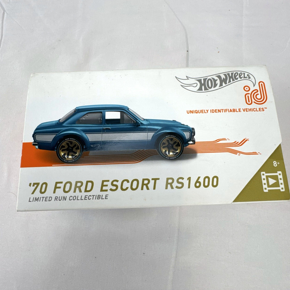 Hot Wheels id 1970 Ford Escort RS1600 Fast & Furious 1:64 diecast car in metallic blue with flip box