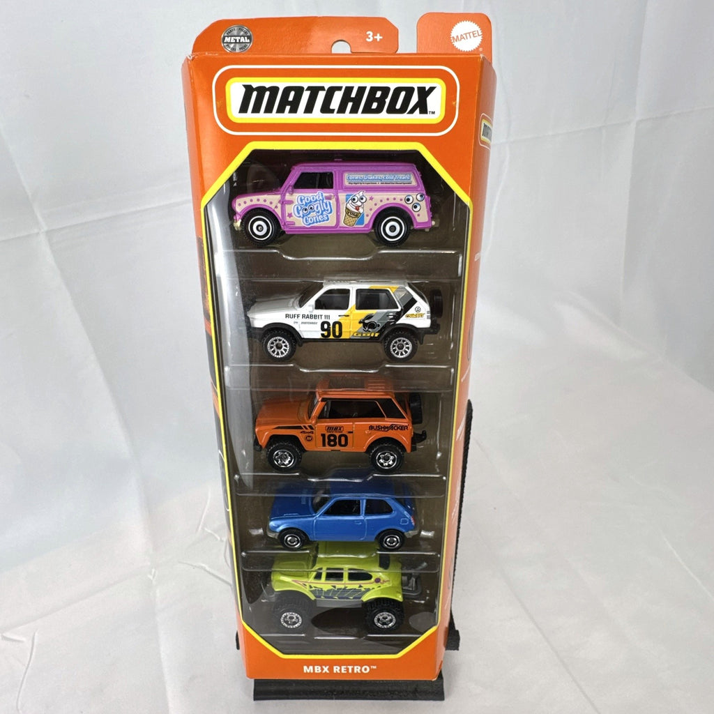 Factory sealed Matchbox MBX Retro 5-car set in 1:64 scale diecast packaging