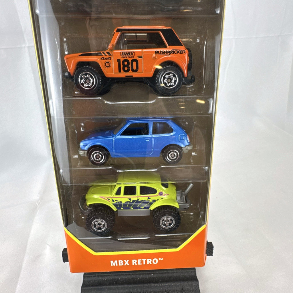 Factory sealed Matchbox MBX Retro 5-car set in 1:64 scale diecast packaging