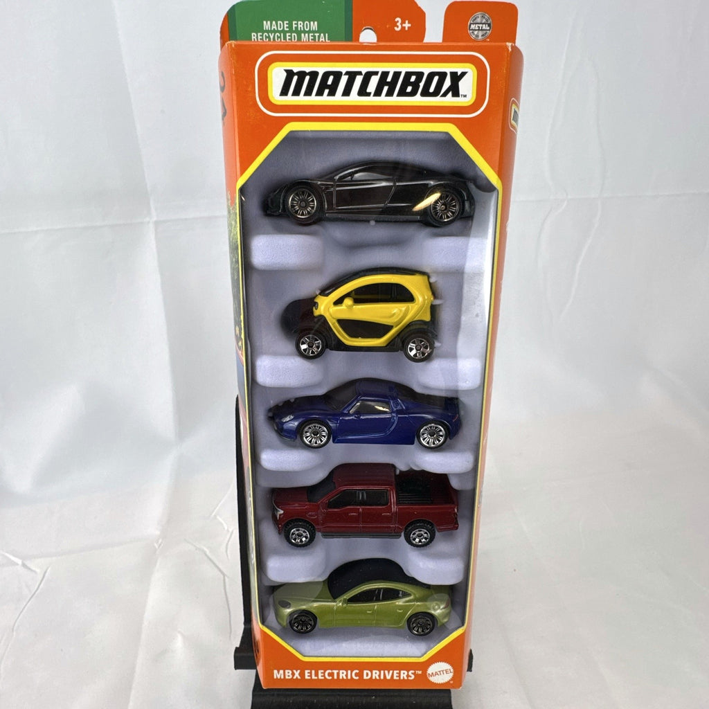 Matchbox MBX Electric Drivers 5-car 1:64 scale diecast vehicle set in original packaging