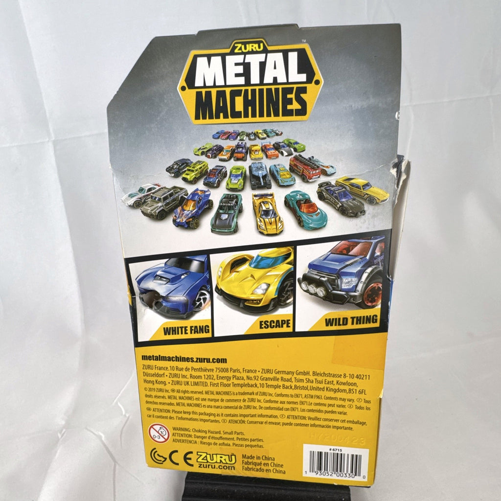 Zuru Metal Machines 1:64 scale diecast 3-pack including White Fang, Escape racer, and Wild Thing monster truck