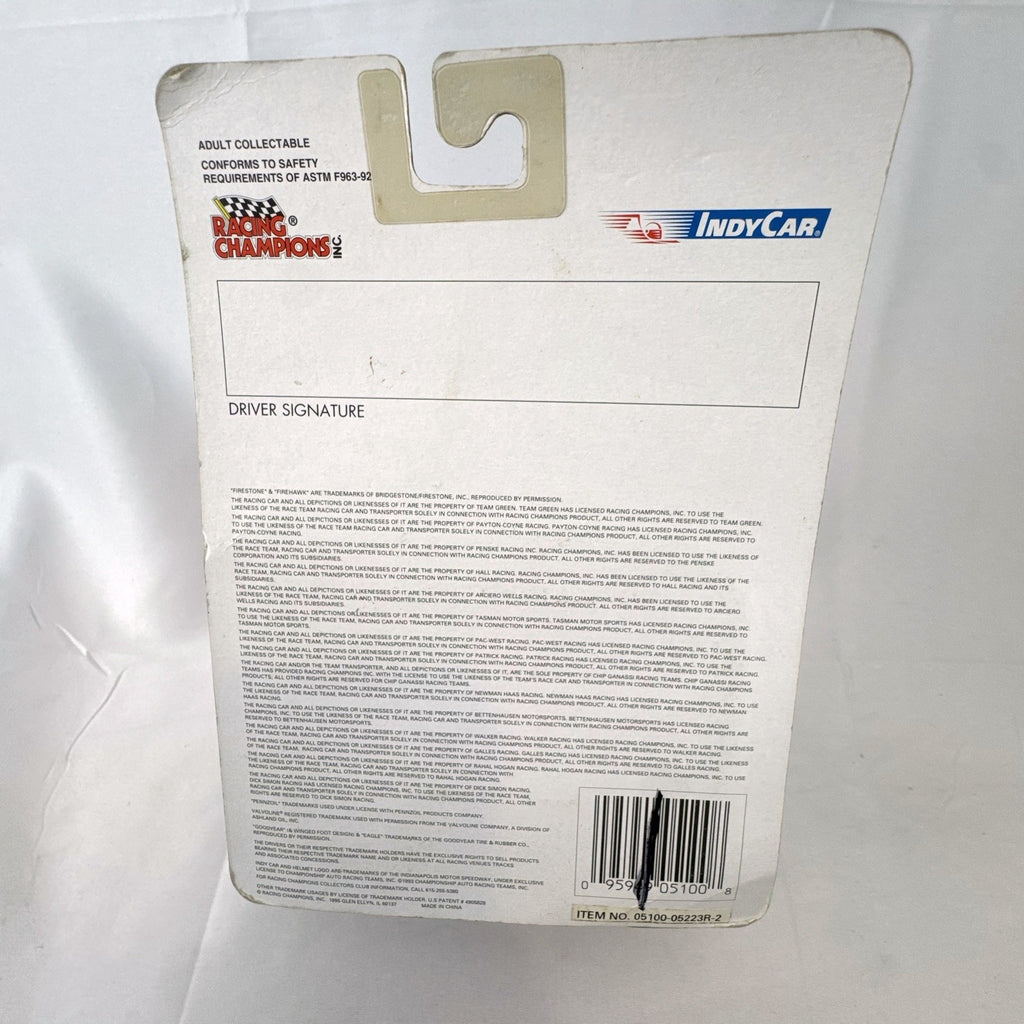 Racing Champions 1:64 diecast Robby Gordon #5 Valvoline IndyCar in factory-sealed blister pack with display stand