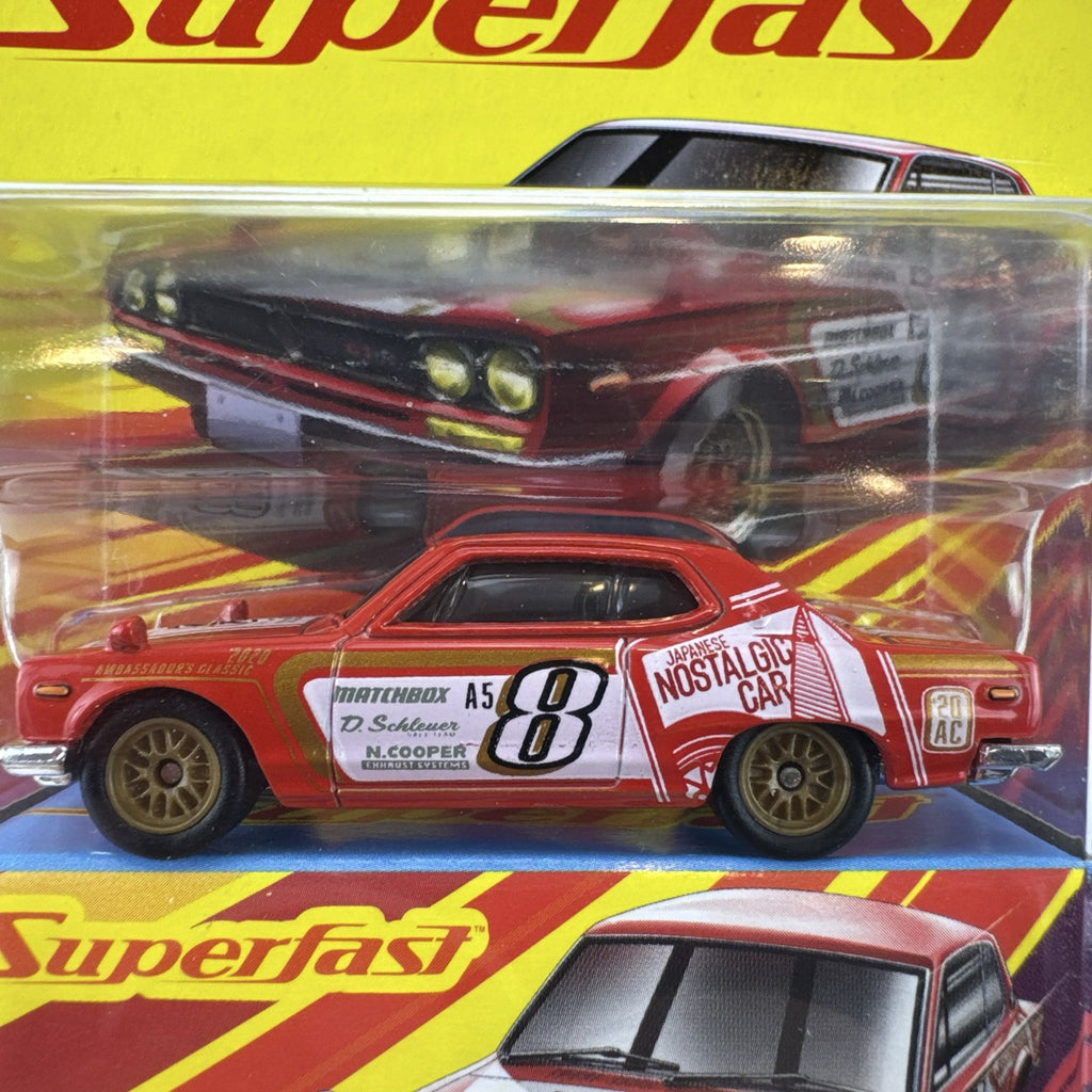 Matchbox Superfast 1971 Nissan Skyline 2000 GTX 1:64 scale diecast car sealed in red Japanese Nostalgic Car livery
