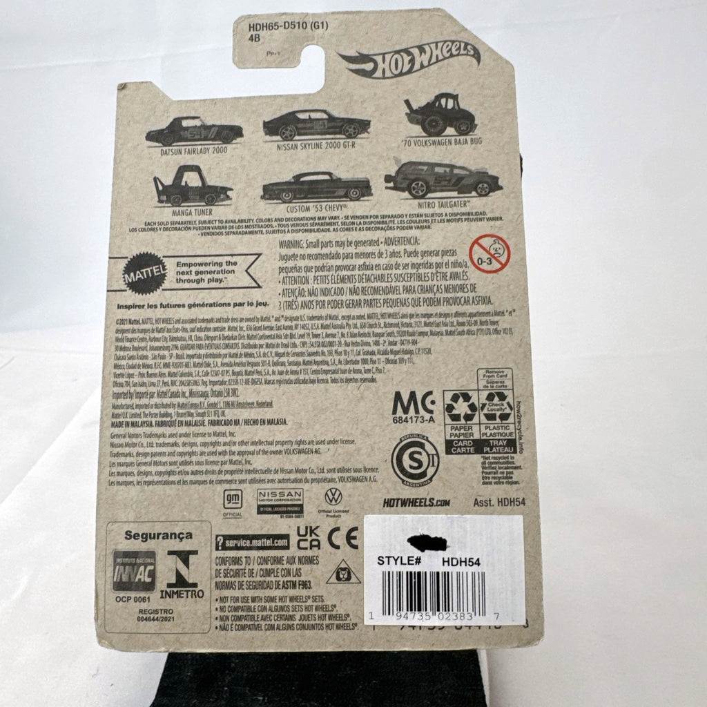 Sealed Hot Wheels 54th Anniversary Custom '53 Chevy 1:64 scale diecast car in metallic blue with pink graphics