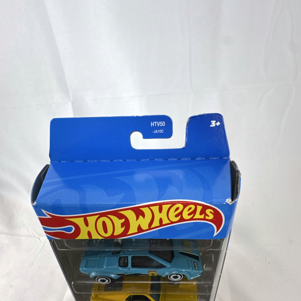 Hot Wheels Retro Racers 1:64 scale diecast 5-pack in sealed packaging featuring Porsche 917 LH and '70 Ford Mustang