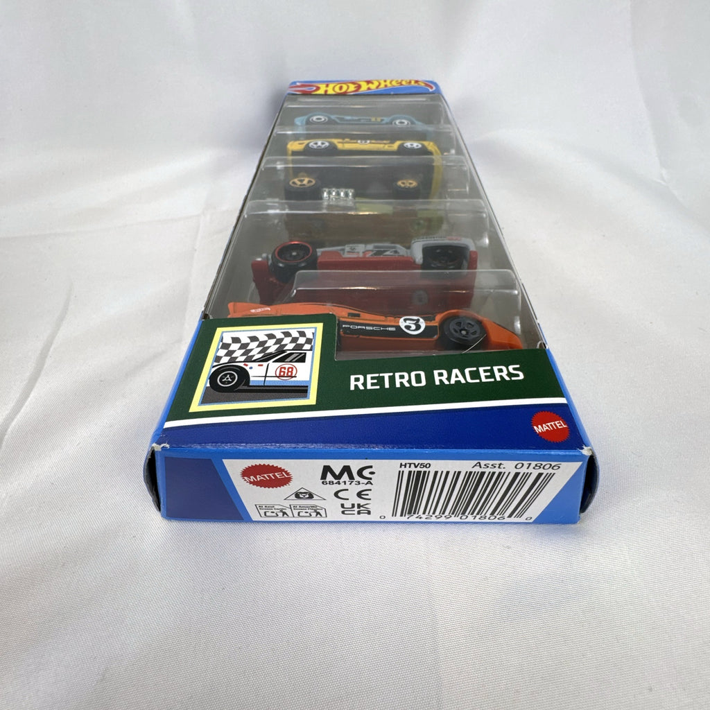 Hot Wheels Retro Racers 1:64 scale diecast 5-pack in factory sealed packaging