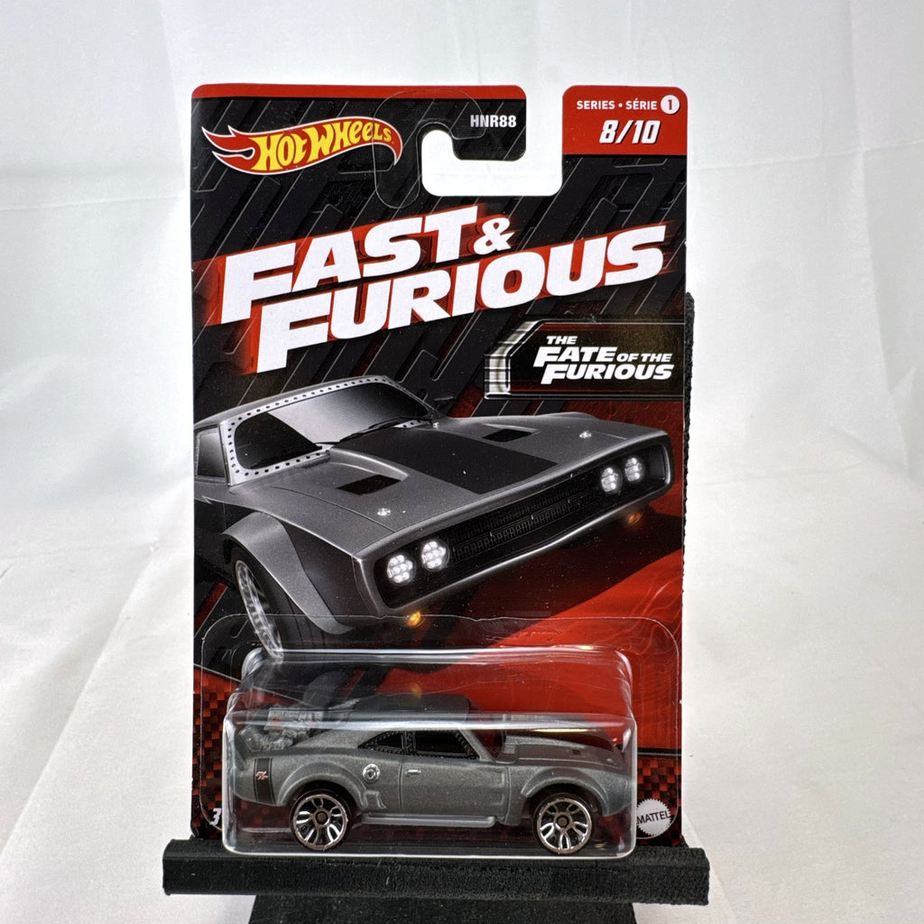 Hot Wheels 1:64 scale Fast & Furious Ice Charger diecast car in original unopened cardback packaging.