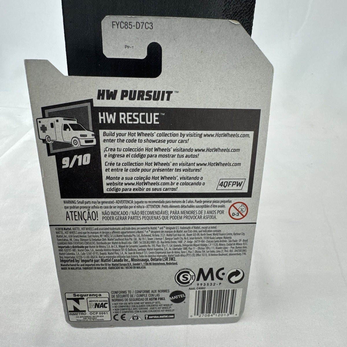 Orange Hot Wheels HW Pursuit 1:64 scale police interceptor diecast car sealed on original card package.
