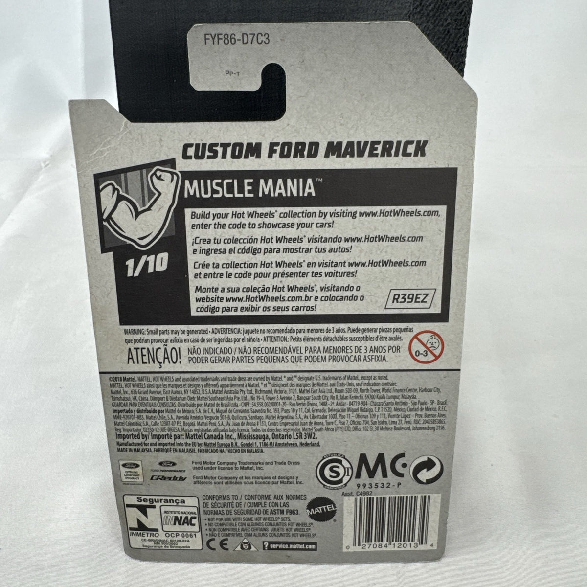 Hot Wheels 1:64 scale Custom Ford Maverick diecast car in metallic gray with GReddy livery on original card
