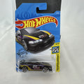 Hot Wheels 1:64 diecast Custom 01 Acura Integra GSR in black with yellow and purple KW suspension graphics on card.