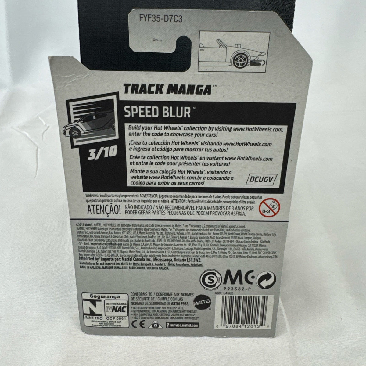 Hot Wheels Track Manga 1:64 scale white diecast car sealed on original Speed Blur packaging