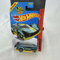 Hot Wheels Super Blitzen 1:64 diecast racer in metallic blue, packaged on original 2015 blister card.