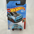 Sealed Hot Wheels 1:64 scale light blue Fiat 500 diecast car from the HW Daredevils series.