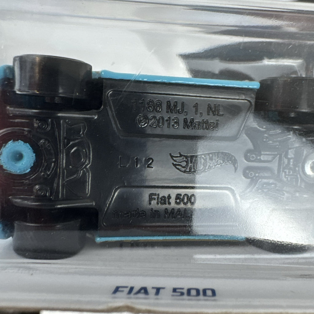 Sealed Hot Wheels 1:64 scale light blue Fiat 500 diecast car from the HW Daredevils series.