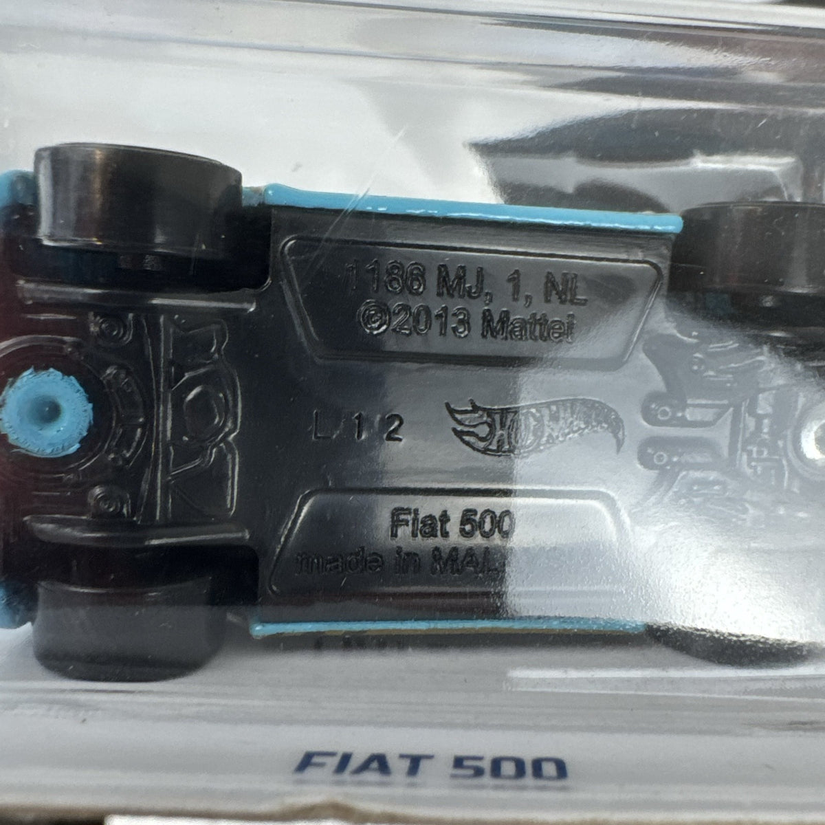 Sealed Hot Wheels 1:64 scale light blue Fiat 500 diecast car from the HW Daredevils series.