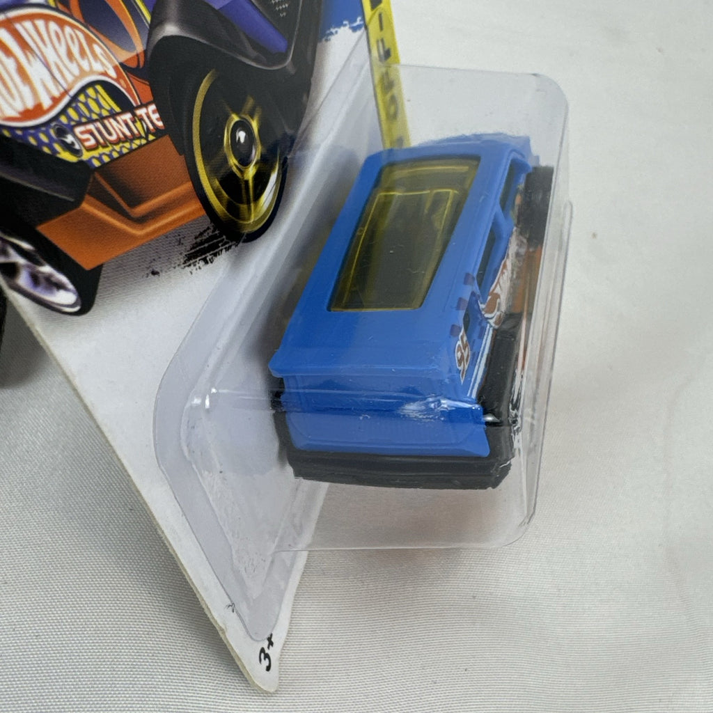 Hot Wheels Speedbox 1:64 scale diecast stunt van in blue on original blister card packaging