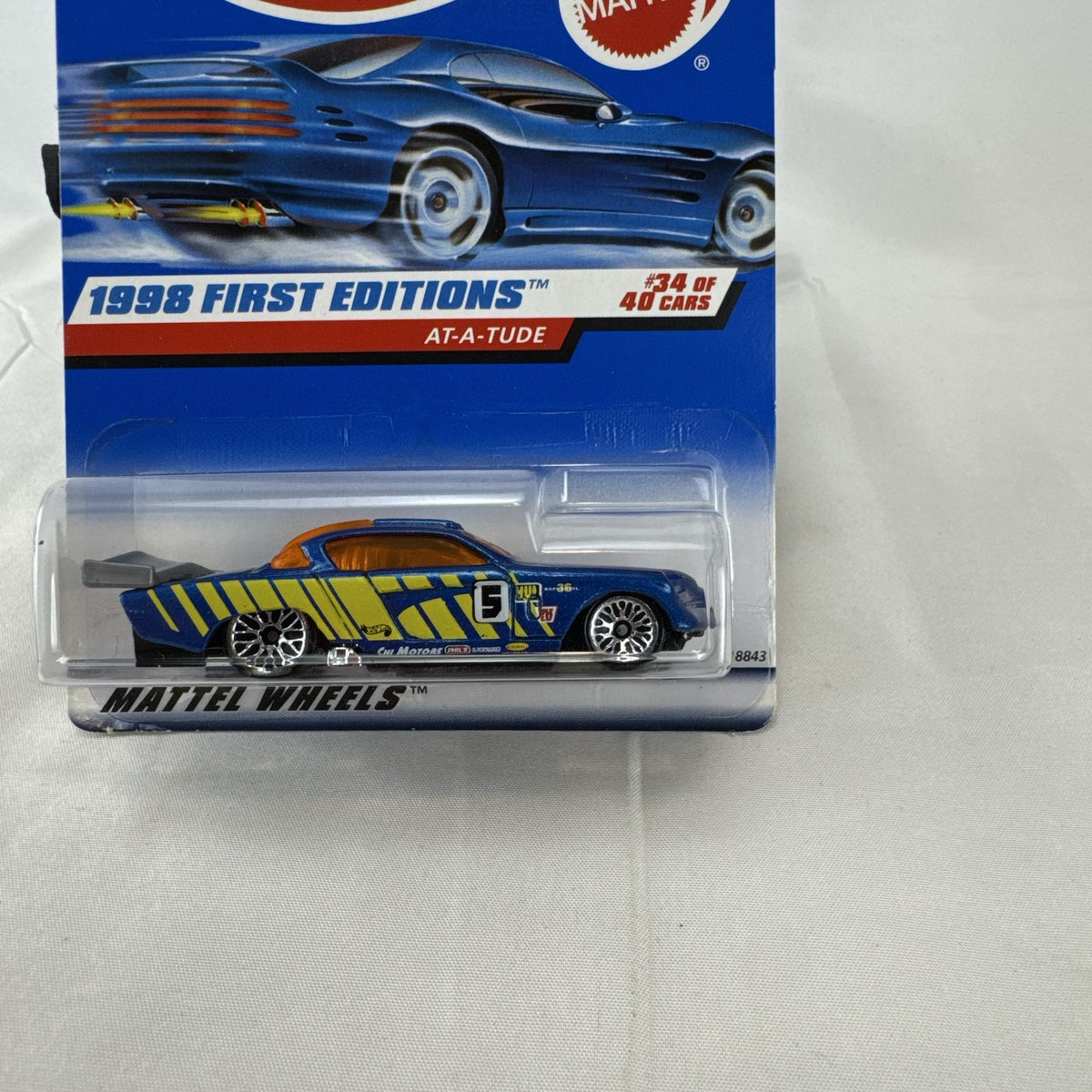 1998 Hot Wheels First Editions At-A-Tude blue 1:64 scale diecast car sealed on original card backer