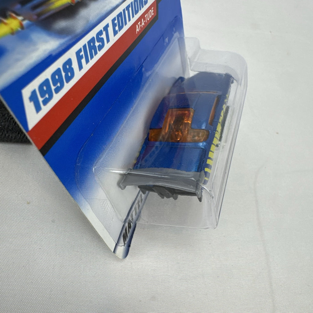 1998 Hot Wheels First Editions At-A-Tude blue 1:64 scale diecast car sealed on original card backer