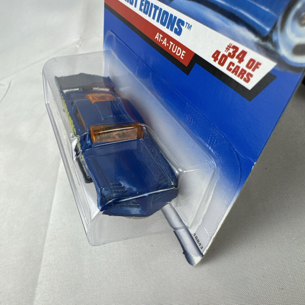 1998 Hot Wheels First Editions At-A-Tude blue 1:64 scale diecast car sealed on original card backer