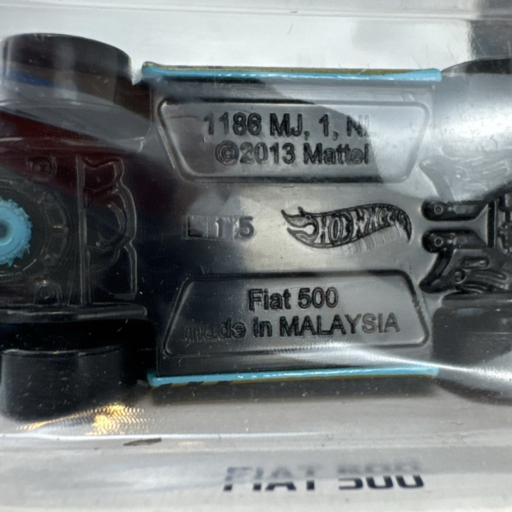 Hot Wheels 1:64 scale light blue Fiat 500 diecast car from the HW Daredevils series sealed on original blister card.