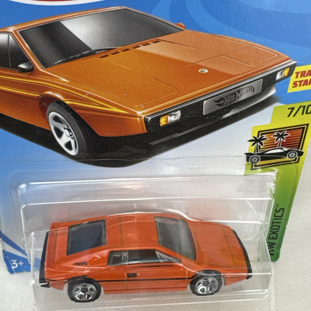 Hot Wheels Lotus Esprit S1 1:64 scale diecast sports car in gloss orange packaging