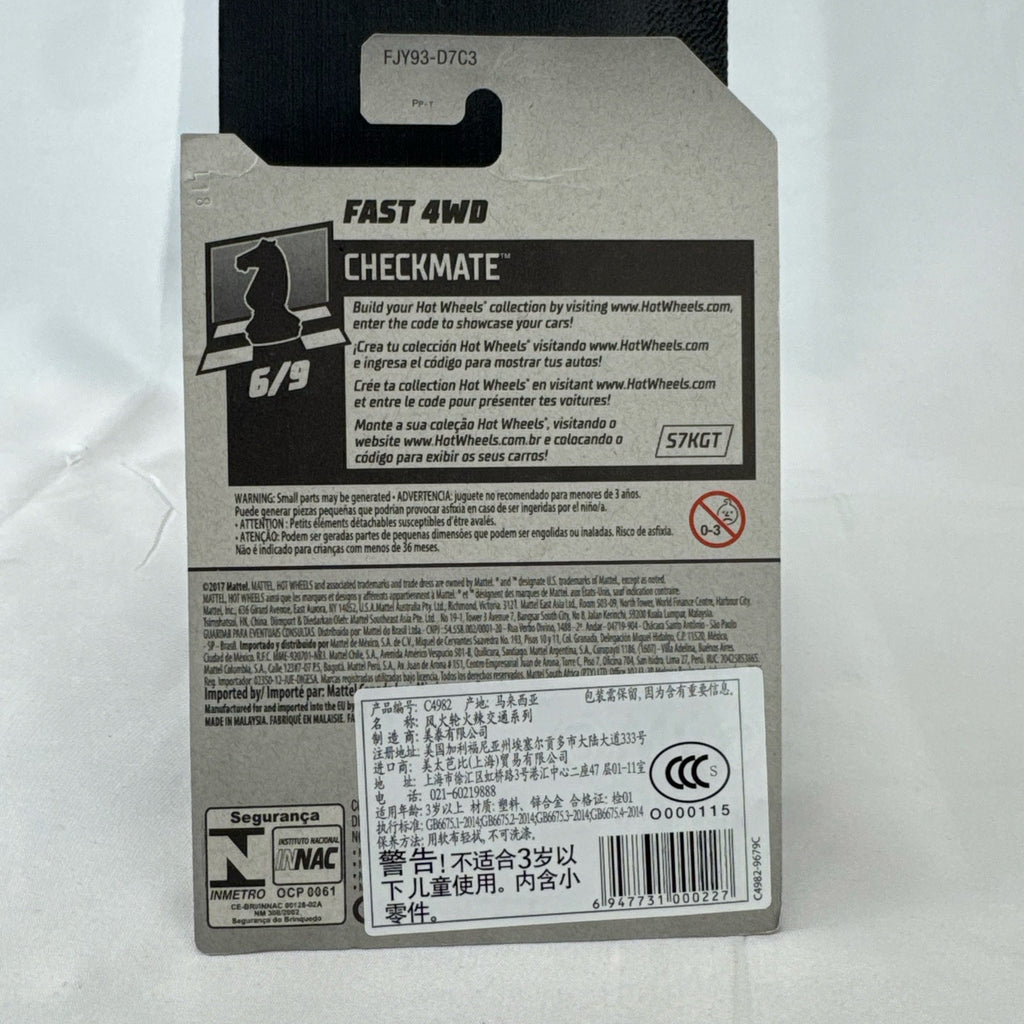 Hot Wheels Fast 4WD Checkmate series Pawn white 1:64 scale diecast car in original unopened packaging.