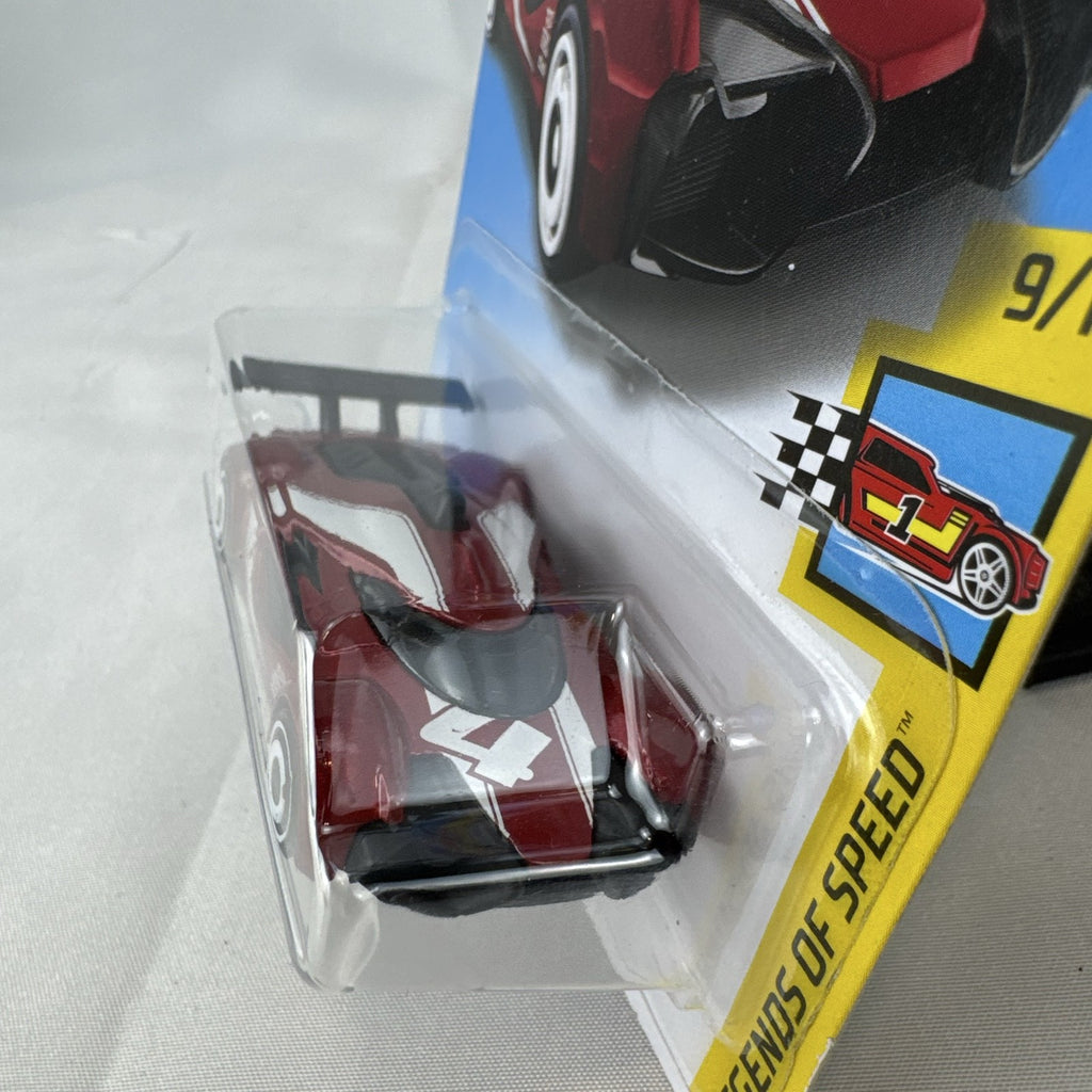 Hot Wheels 1:64 scale red Mach Speeder diecast car sealed on original Legends of Speed card.