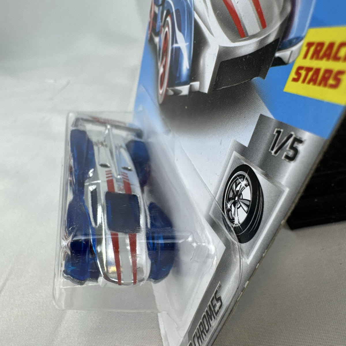 Hot Wheels Electrack 1:64 scale diecast car in blue chrome packaging from the 2017 Super Chromes series.