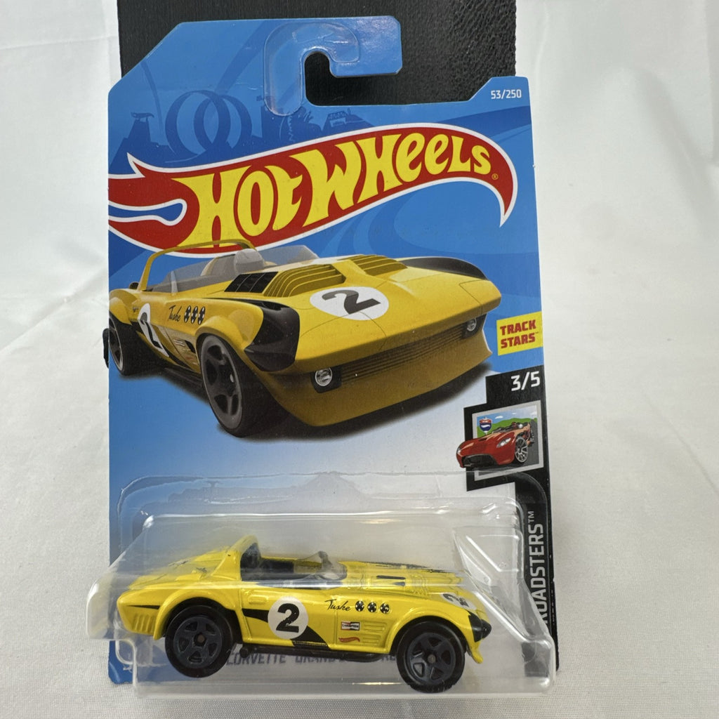 Hot Wheels 1:64 scale yellow Chevrolet Corvette Grand Sport Roadster sealed diecast car in original packaging