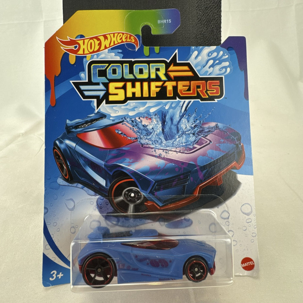 Factory sealed Hot Wheels Color Shifters Chicane 1:64 scale blue diecast car in original packaging.