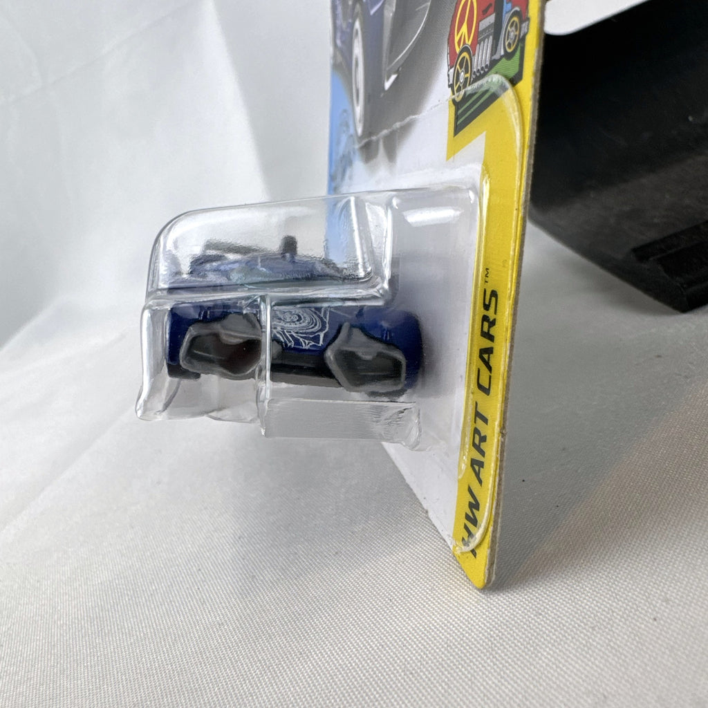 Hot Wheels Mach Speeder HW Art Cars diecast racer in blue with white blueprint graphics, sealed on card