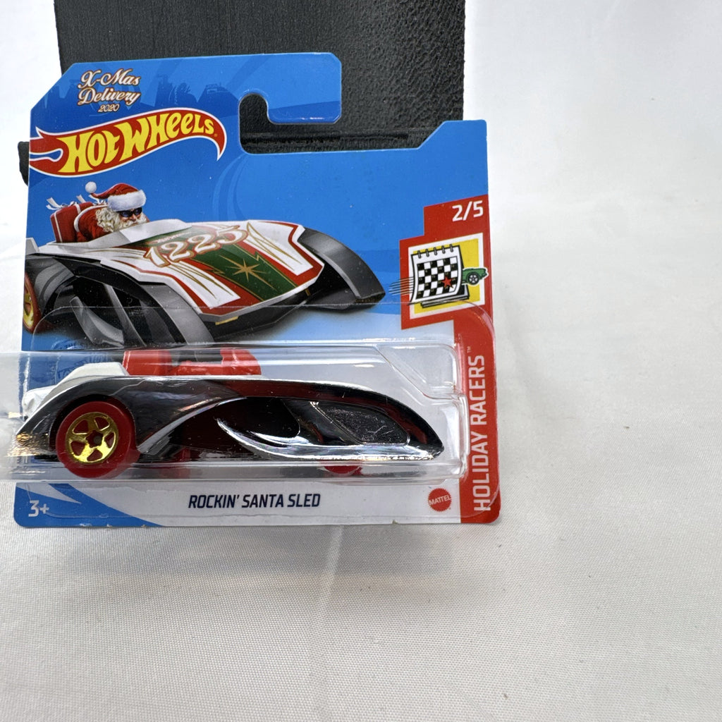 Hot Wheels Rockin' Santa Sled 1:64 scale diecast car sealed on Holiday Racers blister card