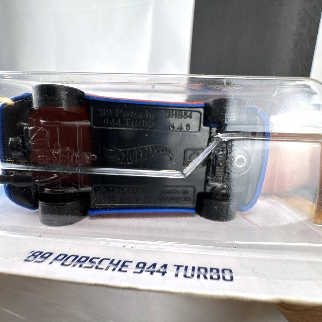 Hot Wheels 1:64 scale 1989 Porsche 944 Turbo in blue with Magnus Walker Urban Outlaw livery on card