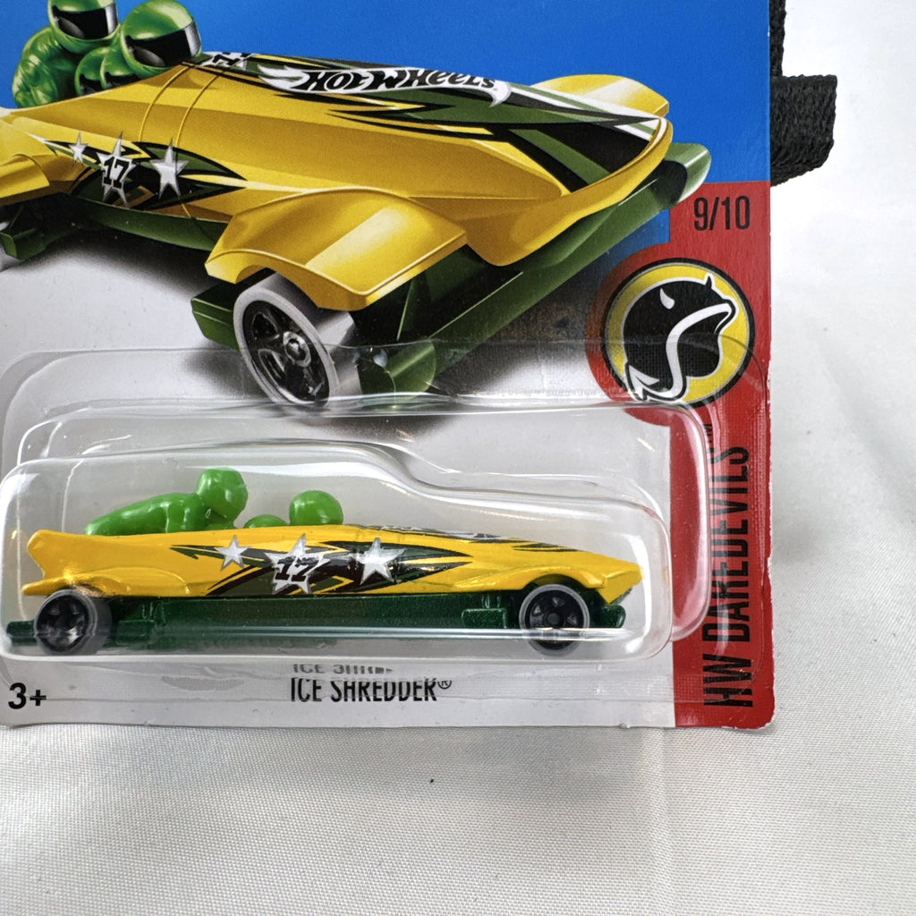Hot Wheels Ice Shredder HW Daredevils yellow and green 1:64 scale bobsled diecast car sealed on card