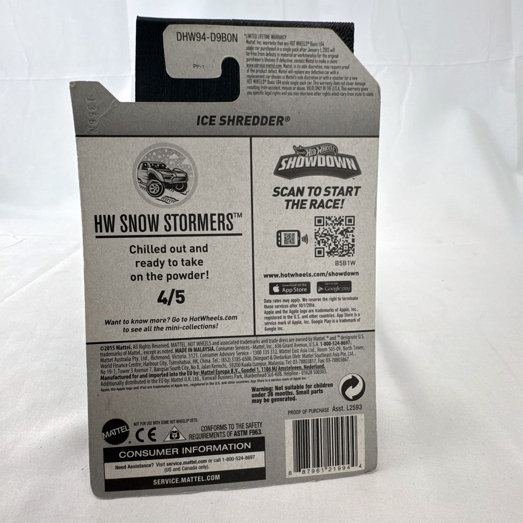 Hot Wheels Ice Shredder 1:64 scale red diecast bobsled sealed on HW Snow Stormers card