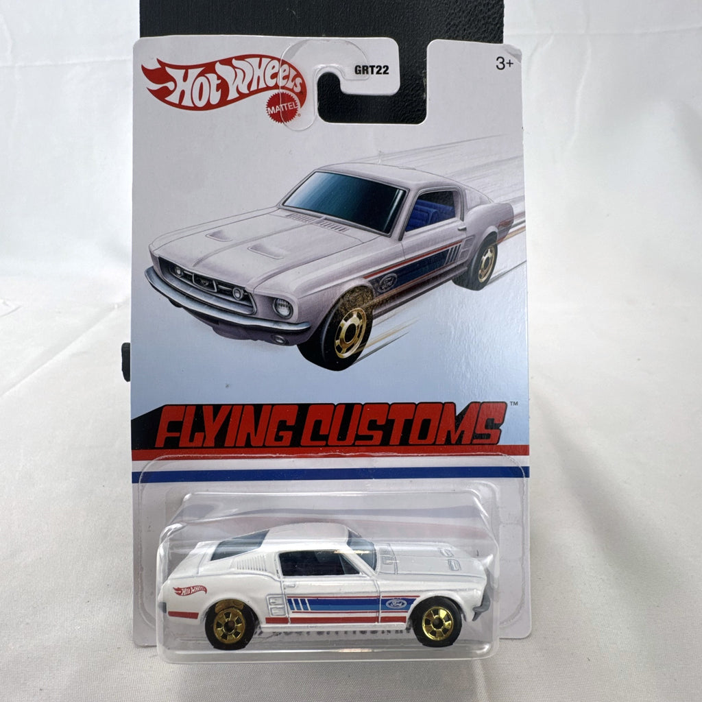 Hot Wheels Flying Customs 1:64 scale white 1967 Ford Mustang diecast car in original packaging