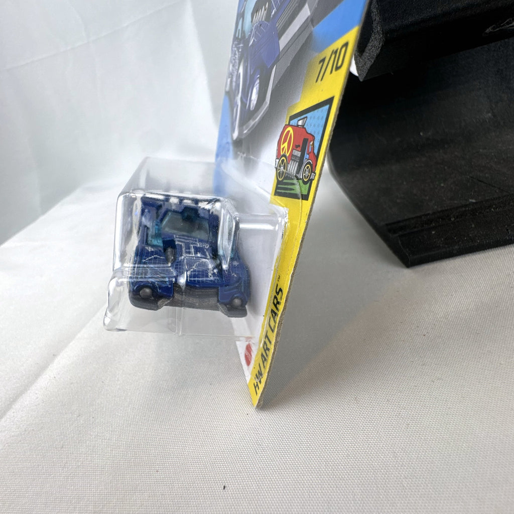 Hot Wheels GT Hunter HW Art Cars diecast vehicle in blue with white blueprint graphics
