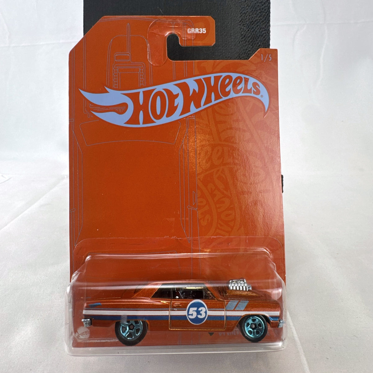 Hot Wheels 53rd Anniversary 1964 Chevrolet Chevelle SS 1:64 scale diecast car in metallic orange on blister card